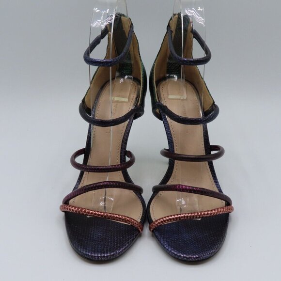 Zara Womens 6.5 US 37 Multiolor Rainbow Mermaid Strappy Snakeskin Heel Sandals - Picture 2 of 11